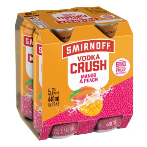 Picture of Smirnoff 5.7% Vodka Crush Mango 4pack Cans 440ml