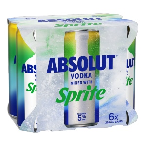 Picture of Absolut Vodka & Sprite 5% 6pack Cans 250ml